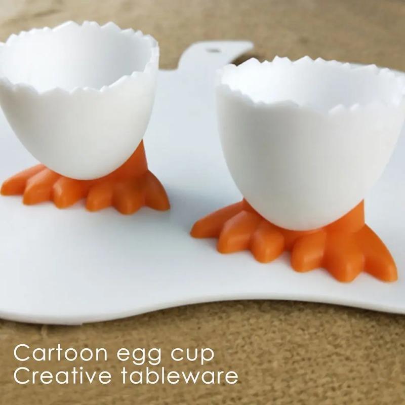 1/2/4PCS Chicken high footed egg tray cup Plastic egg tray Cute and creative breakfast egg cup holder Kitchen supplies