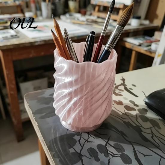Desktop Pen Holder Spiral Holder, 3D Printed Twisted Makeup Brush Organizer Cup, Durable PLA Storage Decorative Desk Container for Office Vanity Table