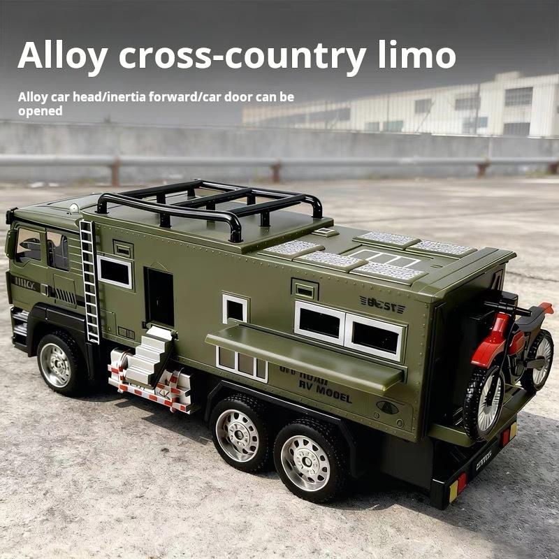 1/24 Maßstab Geländewagen Modell Miniatur Wohnmobil Spielzeug Metall Druckguss Türen Geöffnet Rückziehbar Campingwagen Modelle für Jungen