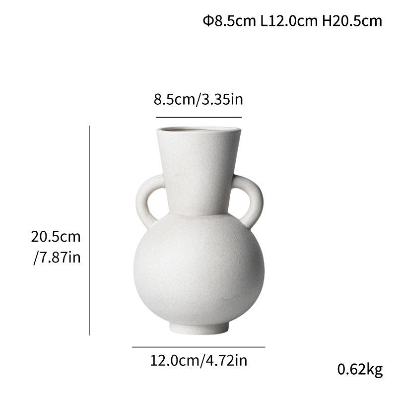 European Style White Double Ear Ceramic Flower Vase
