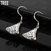 925 Sterling Silver Vintage Hollowed-Out Triangle Pendant Earrings - Fashionable Banquet Jewelry