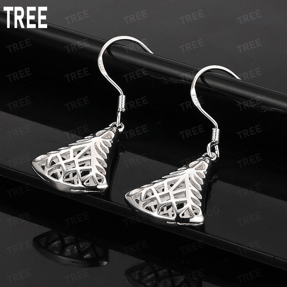 925 Sterling Silver Vintage Hollowed-Out Triangle Pendant Earrings - Fashionable Banquet Jewelry