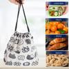 ledmomo Lunch Cat Cute Storage Bag Children's Double-Layered Bag, Thick, Japanese-Style Drawstring, Print,