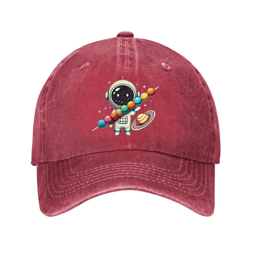 Astronaut Planet Skewer Cotton Baseball Cap Unisex Casual Adjustable Sun Protection Dad Hat