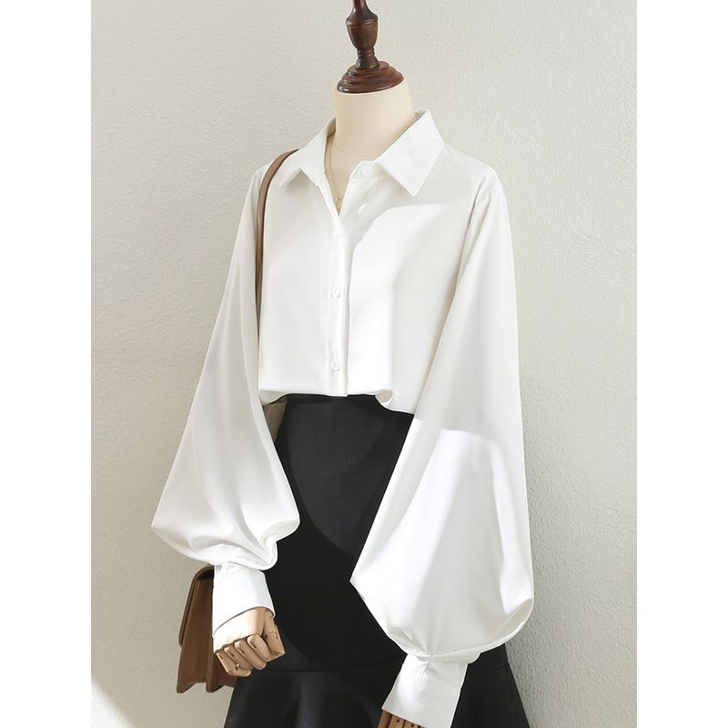 

Long Sleeves High Quality French Style Fall and Winter Base Ride Shirt White M