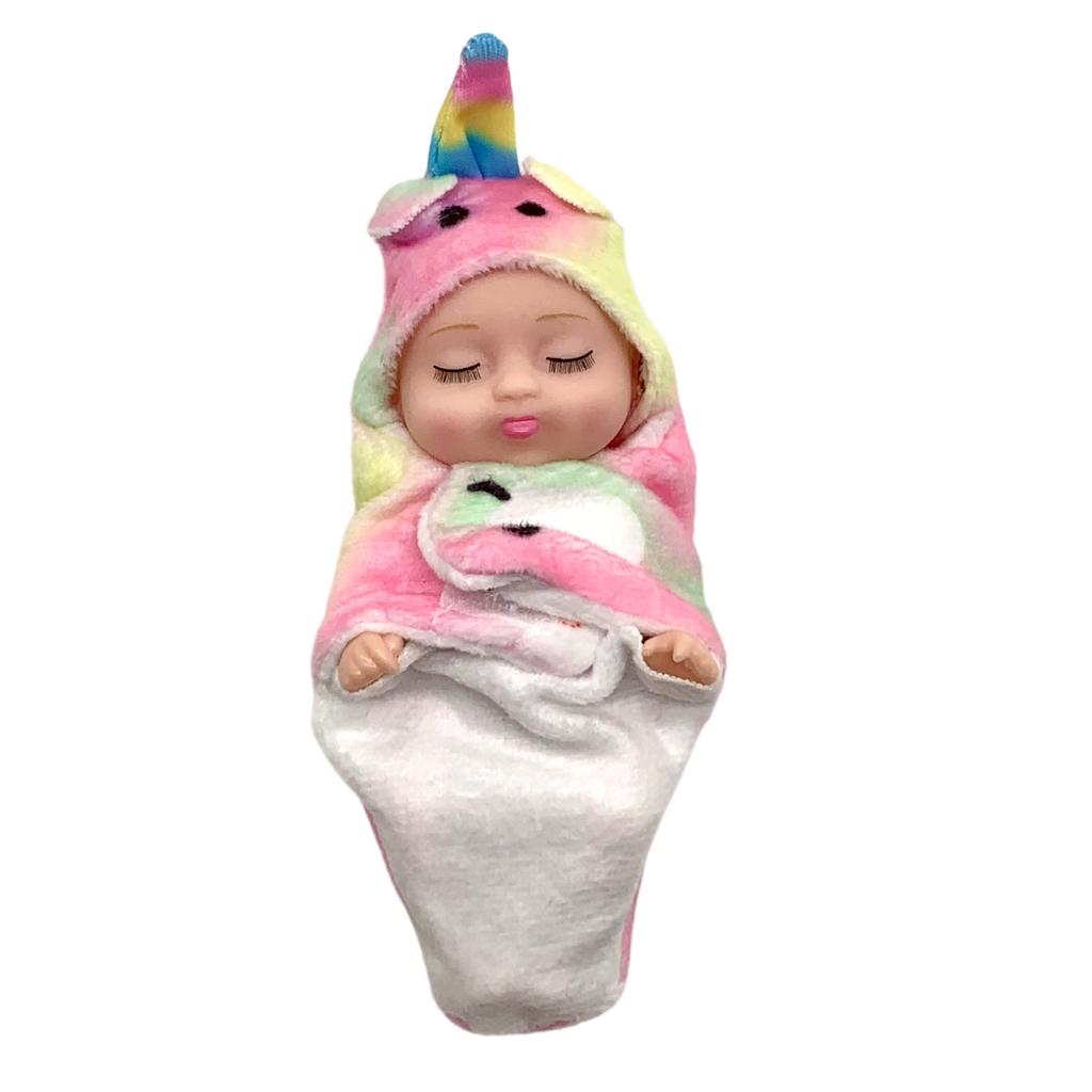 Leke 4 tommer Mini Søvn Gjenfødt Dukke Håndflate Liten Dukke Gaveeske Sett Dukke Bjd Dukke