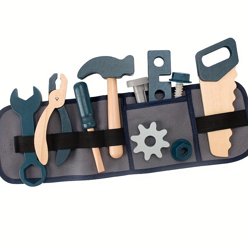 Kids Pretend Play Toy Tool Role Playing Wooden Simulation Repairman Waist Bag Set 1 Set