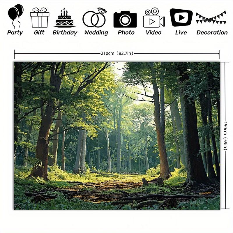 Fond photo Polyester vert printemps forêt, bannière de fête, rassemblement festif parfait, décoration de maison