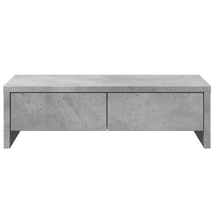 VidaXL Support de moniteur avec tiroirs gris béton bois d'ingénierie, support d'écran, étagère de moniteur, base de moniteur 854664
