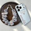 2-in-1 Scrunchie Phone Wrist Strap Stretchable Keychain Bag Charm Fabric Phone Lanyard  Women