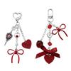 Unique Skeleton Keychain Bows Accent Cute Gothic Style Bag Charm Birthday Gift Keyring For Girls Fashion Accessories