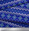 Soimoi Material Satin Crep Albastru Japonia Material Imprimat Geometric Ikat 1 metru 42 Inch