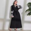 2025 Middle Eastern Muslim Fashion Embroidered Cardigan Dress with Belt and Pocket