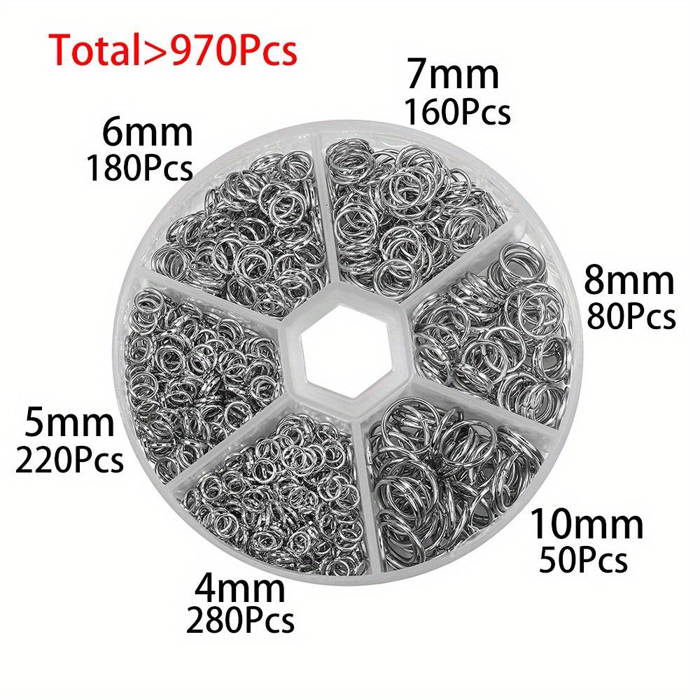 970Pcs Jewelry Earring Accessories 4/5/6/7/8/10mm Single Loop Hanging Ring Jump Ring Iron Ring Ornament Open Ring Round Ring Earring Chain Material