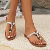 Leisure Beach Slippers Summer New Round Head Clip Toe Metal Buckle Soft Sole Non-slip Wear-resistant Flat Sandals