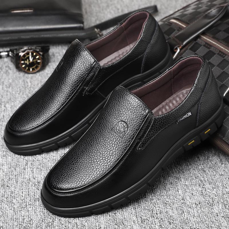 Foreign Trade Men's Shoes Genuine Leather Tail Order Original Casual Shoes First Layer Cowhide Dad Shoes Cover Feet Lazy Wear-resistant Breathable Lea