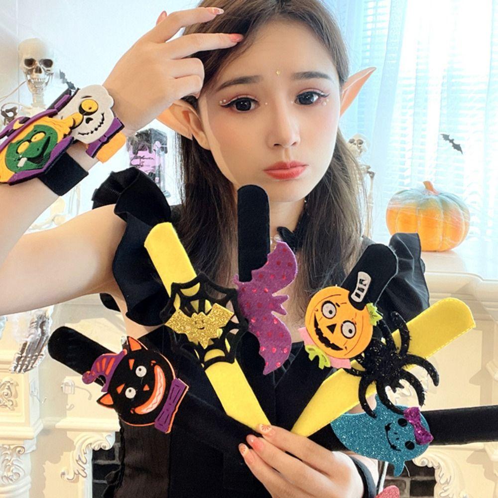Spider Halloween Slap Bracelets Ghost Hands Clap Circle Cute Pop Circle Wristband Kids