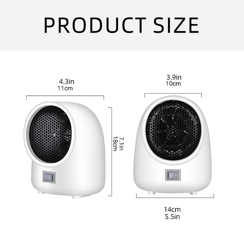 Tichý přenosný topný přístroj 500 W, topidlo do obytných prostor, účinný topný stroj, vhodný pro použití na kancelářském stole a v ložnici