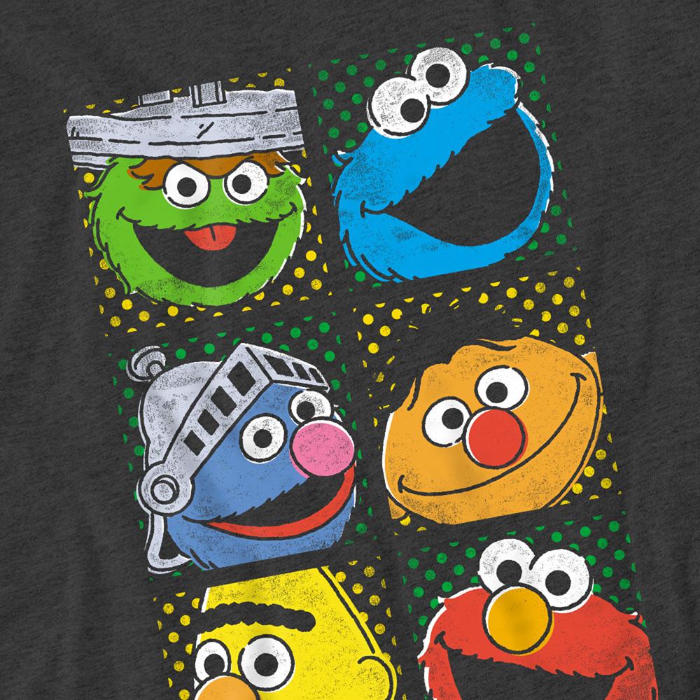 Sesame Street Unisex Erwachsenen Gruppenfoto Heather Quadratisches T-Shirt