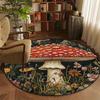 Luxurious Vibrant Mushroom Floral  Pattern Round Shape Floor Mats Kitchen Hallway Runner Rug Bedroom Living Room Soft Carpet Non-slip Area Rug
