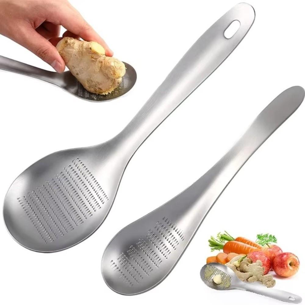 Manual Ginger Grater Spoon Stainless Steel Ginger Masher Garlic Grinder Spoon  Kitchen Tools