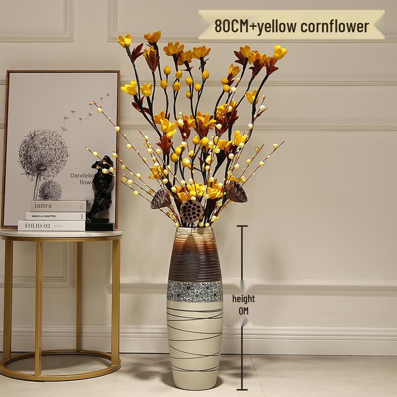 Large European-Style Porcelain Floor Vase for Dried Flowers - Artistic Living Room Ceramic Decoration