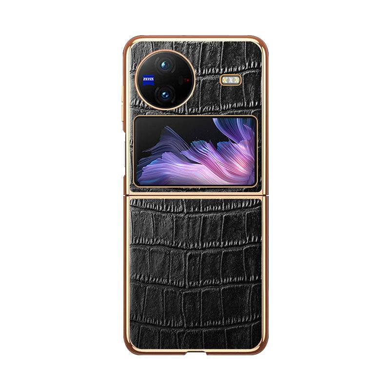 Applicable To VIVO X Flip Leather Li Alligator Pattern Mobile Phone Case Zflip5 Simple Business First Layer Cowhide Back Case