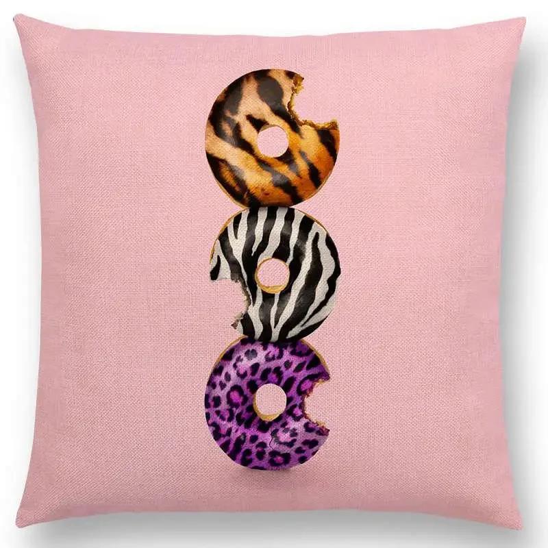 Różowy Sen Kolorowa Fantazja Seksowny Wystrój Poszewka na Poduszkę Sofa Rzutowa Wieloryb Flaming Kot Hamburger Pączek Poszewka na Poduszkę
