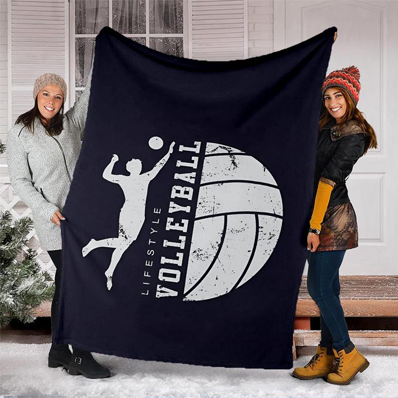Volleyball Theme Printed Blanket - Perfect for Couch, Bed, Travel & Outdoor Use | Machine Washable, Cozy & Durable.