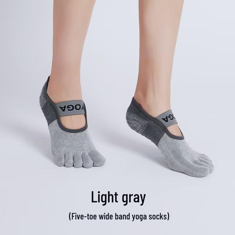 Women s Non-Slip Five-Toe Yoga & Dance Socks One Size серый