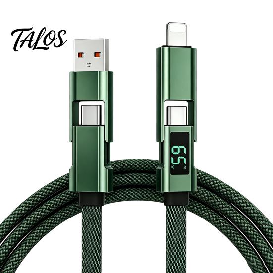 Talos Multi-Level High-Power Data Cable, Fast Charging Up To 100W, USB Type-C 8-Pin Charger Cable with Real-Time Digital Display, Durable Braided for