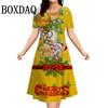 Christmas Tree Print Women Dresses 2026 New Fashion Cute Santa Claus Casual Short Sleeve O-Neck Loose A-Line Party Dress Vestido