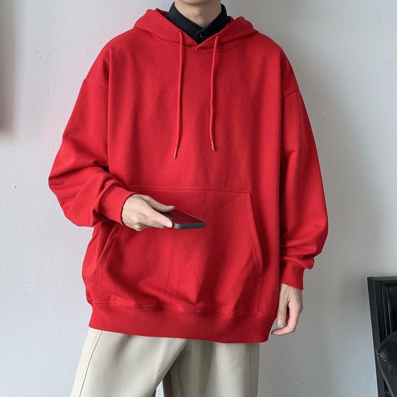 Sweat à capuche décontracté et confortable pour homme, haut ample, couleur unie, pour le sport et le printemps-automne