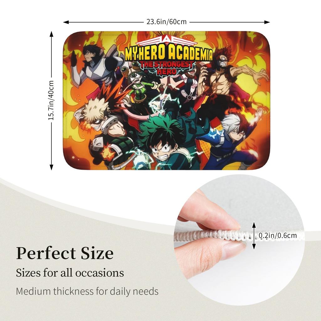 Custom Anime My Hero Academias Japan Manga Doormat Anti-Slip Entrance Kitchen Bath Floor Door Mats Bedroom Balcony Carpet Rug
