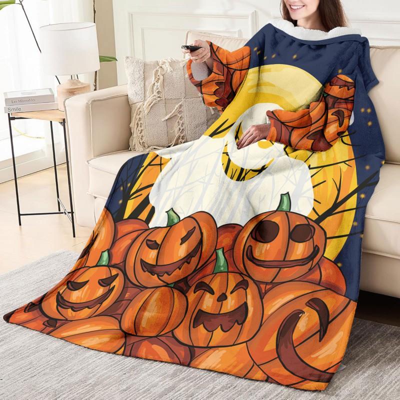 Fleece Wearable Blanket With Sleeves Cozy Hooded Throw Adults Winter Lounge Sleepwear Costume