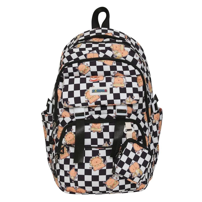 Printed Student Schoolbag Women's Large Capacity Travel Backpack with Coin Purse