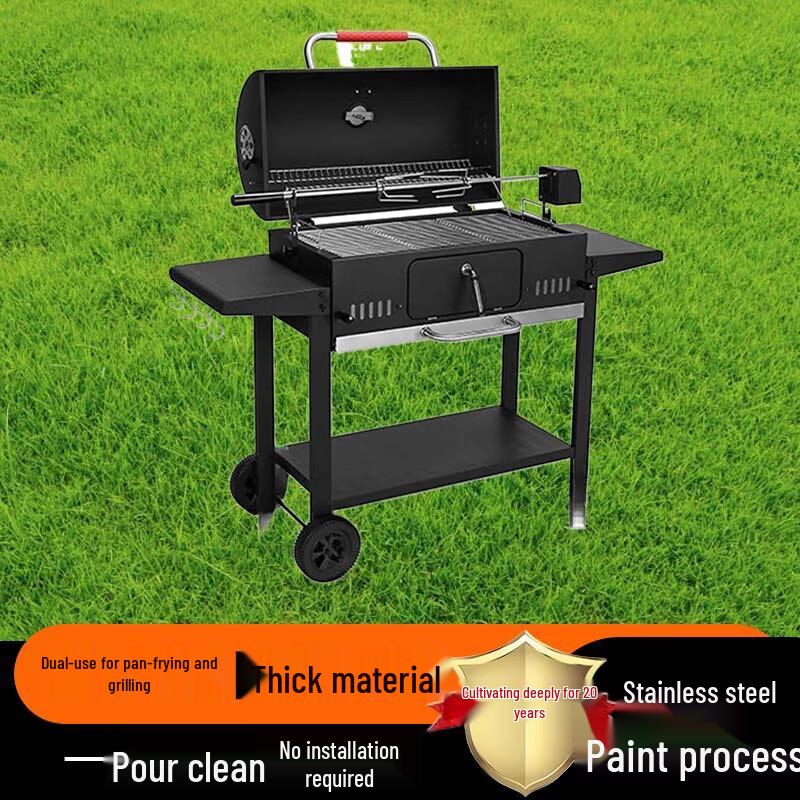 Outdoor Stainless Steel BBQ Grill with Rotisserie and Griddle