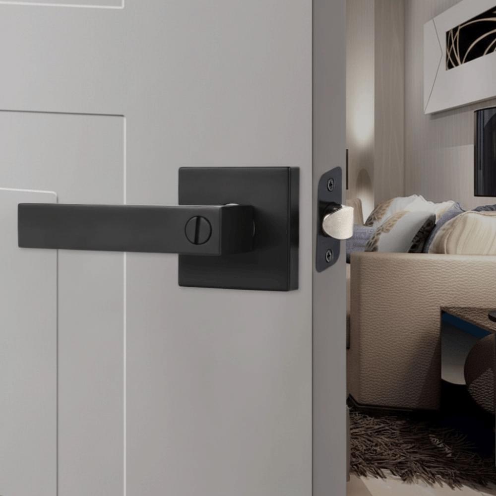 Aluminum Alloy Three-Bar Door Lock Square Furniture Hardware Three-pole Handle Lock Privacy with Keys