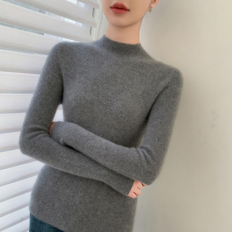 Women's Slim-Fit Ribbed Cashmere Turtleneck Sweater - 100% Pure Cashmere