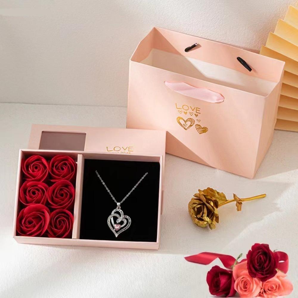 Valentine's Day Ring Box Window Opening Jewelry Gift Packaging Box  for Wife Mom Girlfriend