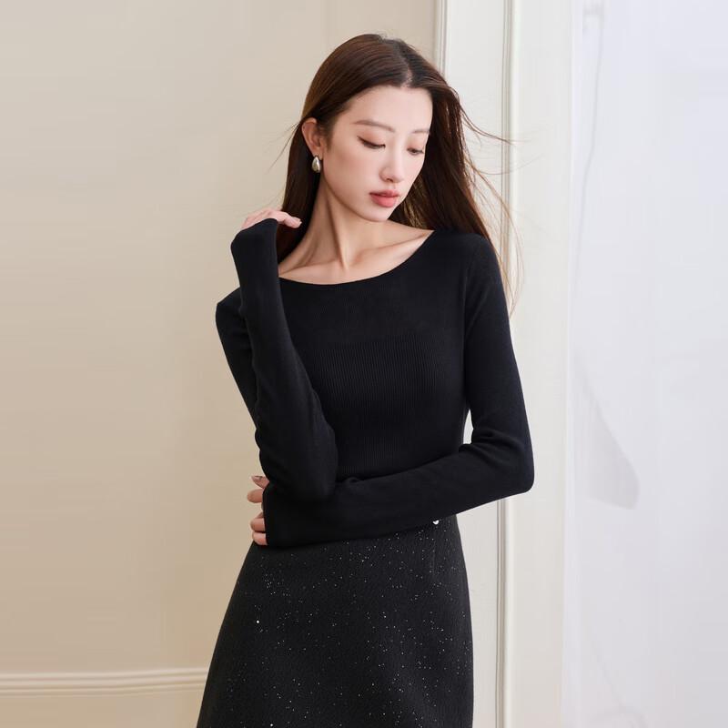 Sancai Women's Silk Wool Blend Plus Size Round Neck Knit Sweater