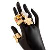 6pcs Ingemark  Irregular Exaggerated Metal Flower Open Rings Women Elegant Baroque Imitation Ring Jewelry Accessories