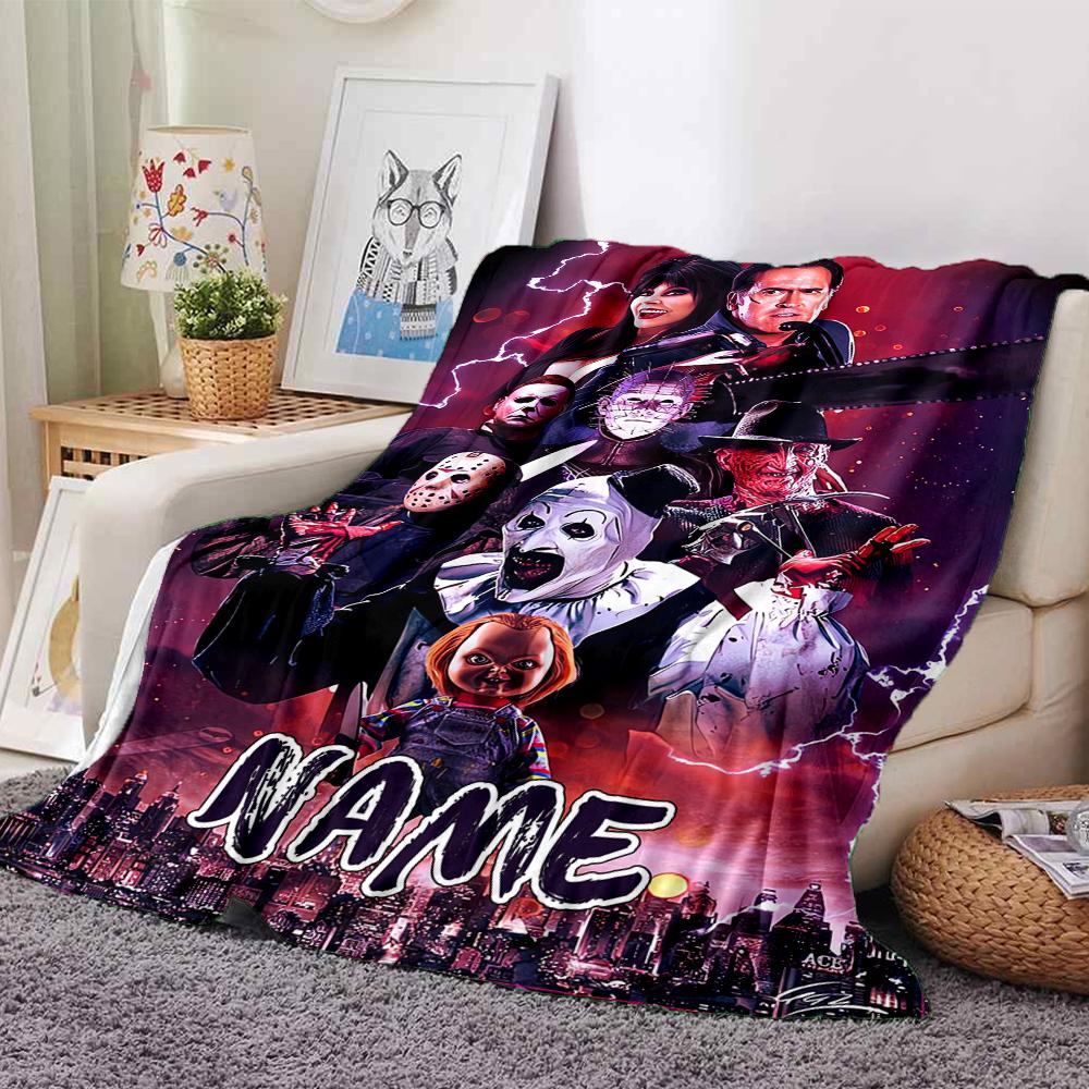 Custom Name Jigsaw Puppet Horror Party Blanket For Couch Bed Plush Cozy Fuzzy Blanket Super Soft Warm Blankets For Fall And Winter 0916141