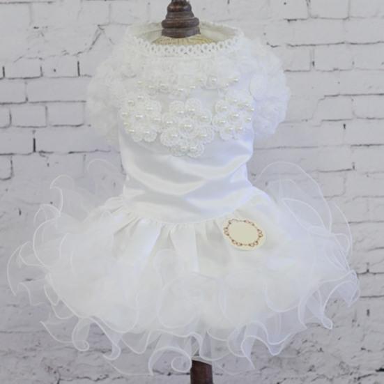 Yousheng Pet Wedding Dress Eye-catching Wear Resistant Polyester Teddy Dog Lace Style Wedding Dress Pet Apparel for Outdoor