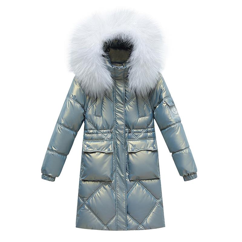 Lange losse winterjas voor dames, bontkraag met capuchon, dikke jas, donsjack, katoenen gewatteerde parka's
