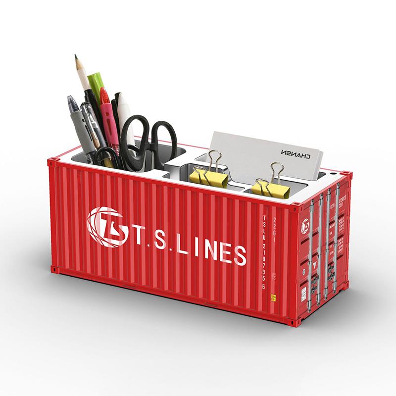 1/20 Scale Simulated Shipping Cargo Container Model Pen Holder Detachable Plastic Storage Box Desktop Organizer Household Supply