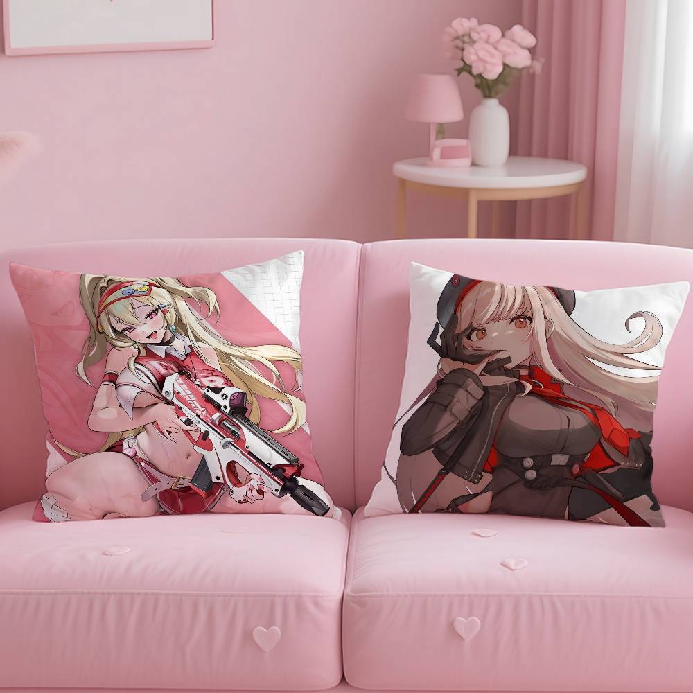 Anime G-Goddess of Victory N-Nikke Pillow Case Anti-dustmite Pillow Invisible Zipper Silky Short Plush Sofa Cushion Cover