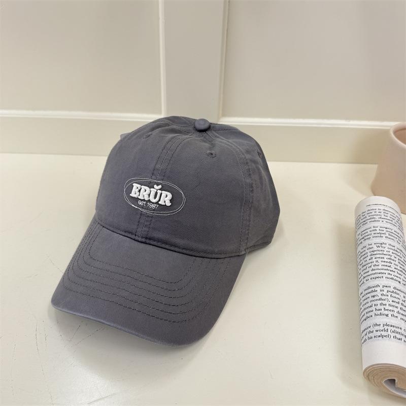 Simple small letter embroidered baseball cap women washed soft top wide brim big face versatile cap men