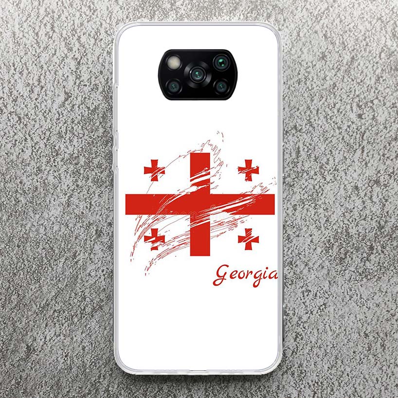 Georgia Flag Phone Case For Xiaomi Poco X3 Nfc X5 X6 X7 Pro F7 Ultra F6 F5 F4 M5S X4 GT M4 M3 F3 Soft Cover Silicone Shell