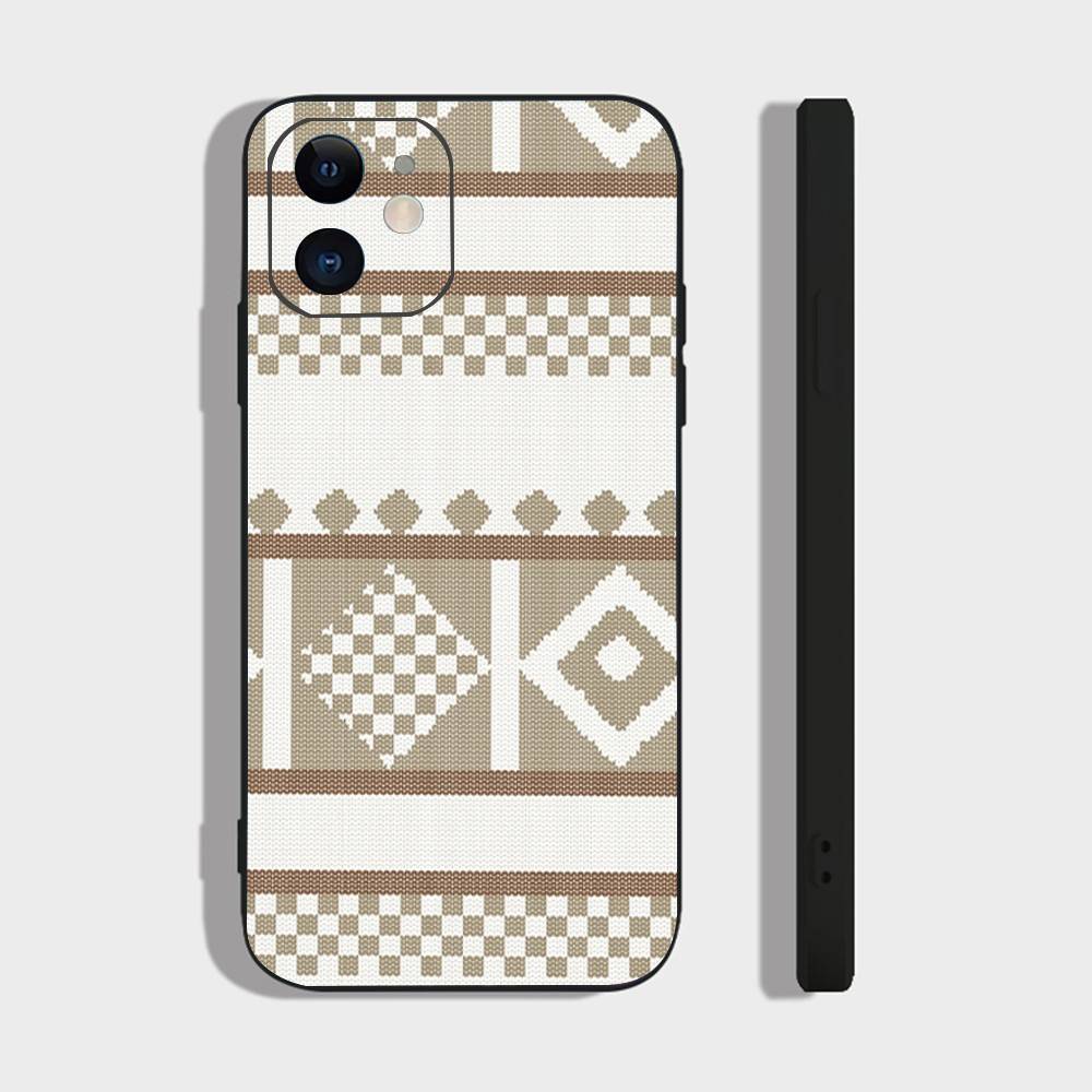 Bohemian Pattern Phone Case For IPhone 17 Air 16 15 14 13 Pro Max 11 12 Black Silicone Cover
